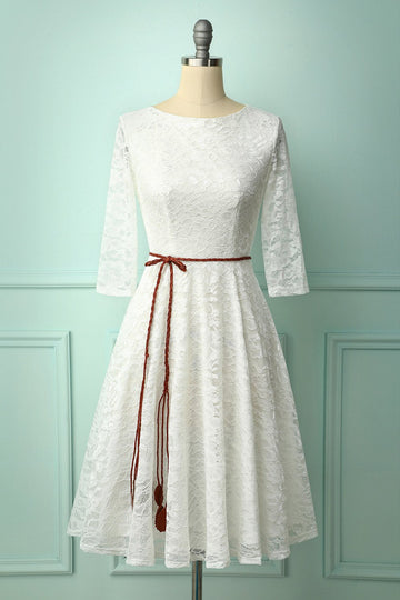 Vestido Midi de Renda Branca